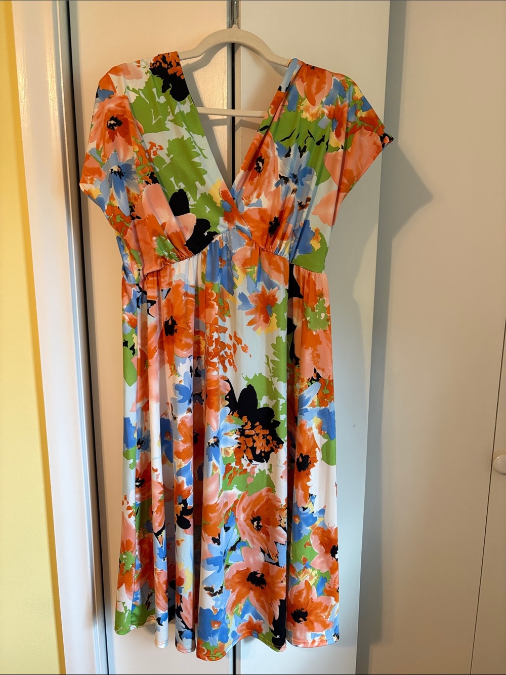 24/7 Comfort Apparel Floral Midi Dress Plus Size 3X